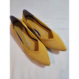 Rothys The Point Flats Marigold Yellow Pointed Toe Knit Shoes Womens 5.5